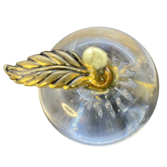 Vintage Art Glass Clear Apple Bullicante Controlled Bubble Paperweight - Picture 5 of 12